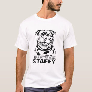 T-shirt La Vie Est Meilleure Staffordshire Bull Terrier D