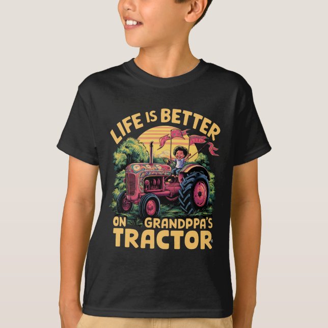 T-shirt La Vie Est Meilleure Sur Le Tracteur Grandpas (Devant)