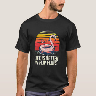 T-shirt La Vie Est Mieux À Flip Flops Beach Bum Tropical S