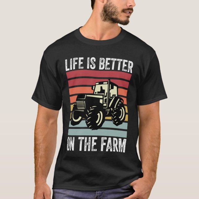 T-shirt La Vie Est Mieux À La Ferme - Amateurs D'Agricultu (Devant)
