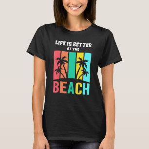 T-shirt La Vie Est Mieux À La Plage Retro Sunset Summer Va