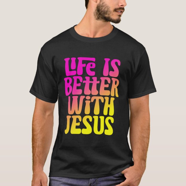 T-shirt La Vie Est Mieux Avec Jésus Filles Filles Chrétien (Devant)