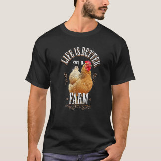 T-shirt La Vie Est Mieux Dans Une Ferme Vintage De Poulet