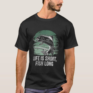 T-shirt La Vie Est Poisson Court Longue Pêche Lacs Pêcheur