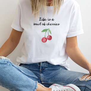 T-shirt La vie est un bol de cerises   Script rétro mignon
