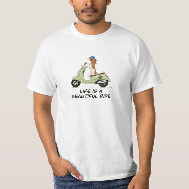 T-shirt La vie est une belle promenade - Chien sur Vespa T (Devant)