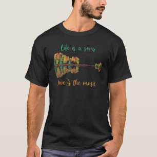 T-shirt La vie est une chanson L'amour est la musique Guit
