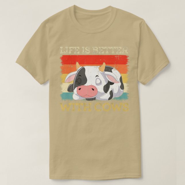 T-shirt La Vie Fermière Est Meilleure Avec Vaches Retro Fe (Design devant)