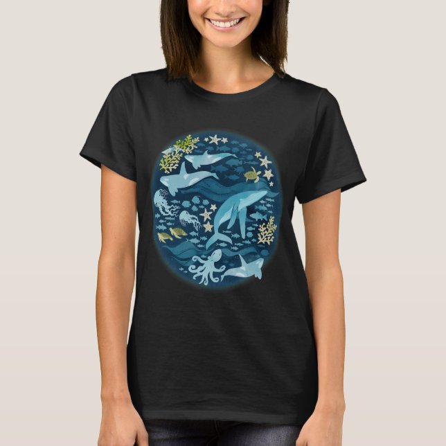 T-shirt La vie océanique en turquoise (Devant)