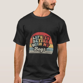 T-shirt La Vie Rétro Est Meilleure Avec Mes Garçons Drôle 