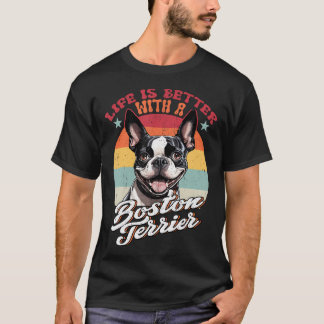 T-shirt La vie rétro est meilleure avec un chien maman Bos