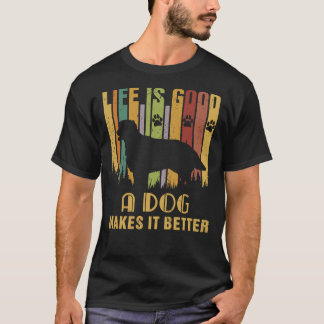 T-shirt La Vie Un Chien Le Rend Meilleur Vintage Blanc La