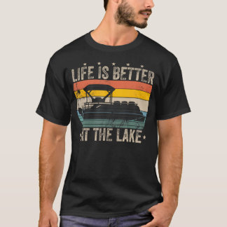 T-shirt La vie vintage est meilleure au lac Retro Bateau P