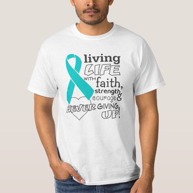 T-shirt La vie vivante de Cancer péritonéal avec la foi (Devant)