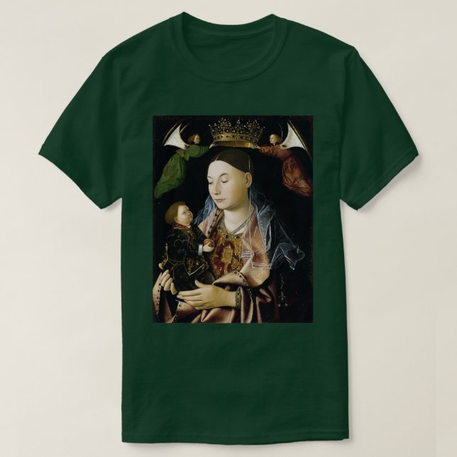 T-shirt La Vierge et l'Enfant par Antonello da Messina (Design devant)