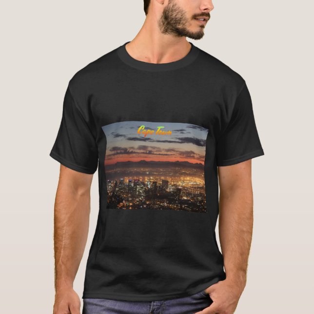 T-shirt La ville du Cap Afrique du Sud la nuit (Devant)