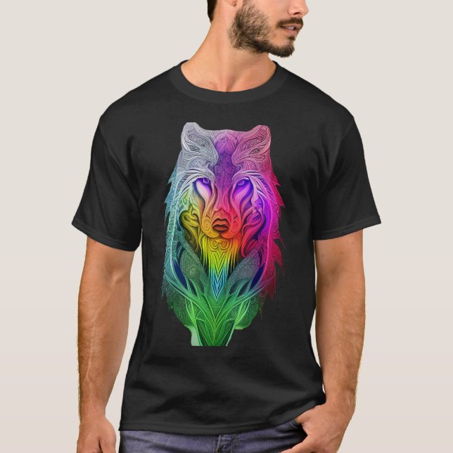 T-shirt La vision artistique de l'illustration du loup de  (Devant)