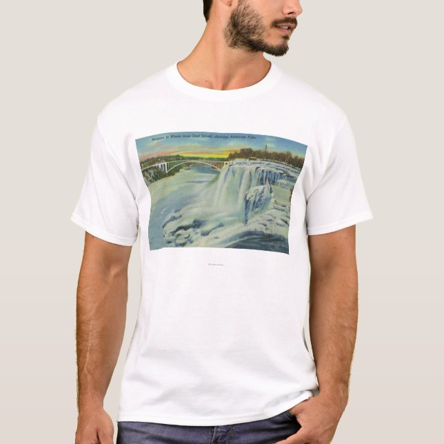 T-shirt La vue d'île de chèvre de l'Américain tombe en (Devant)