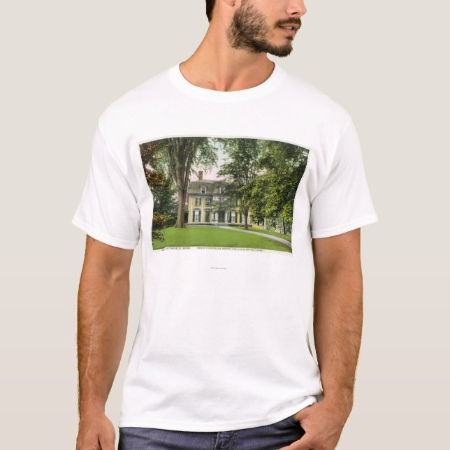 T-shirt La vue du monticule d'orme, Longfellow a résidé (Devant)