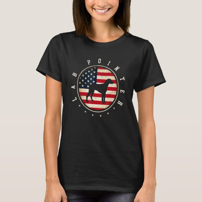 T-shirt Lab Pointer Drapeau Usa 4 Juillet Maman Chien Papa (Devant)