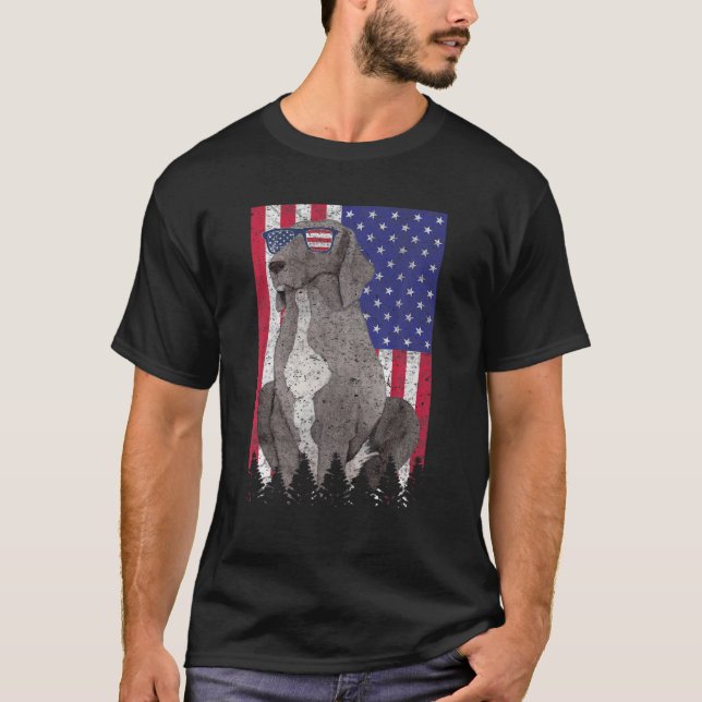 T-shirt Lab Pointer Patriotic Dog USA Pride Drapeau Améric (Devant)