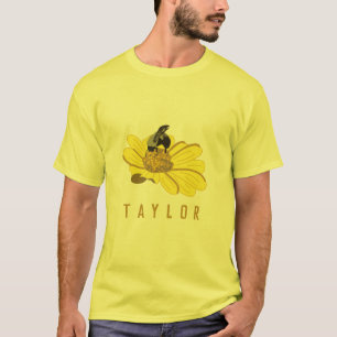 T-shirt L'abeille personnalisée sur une fleur jaune Illus