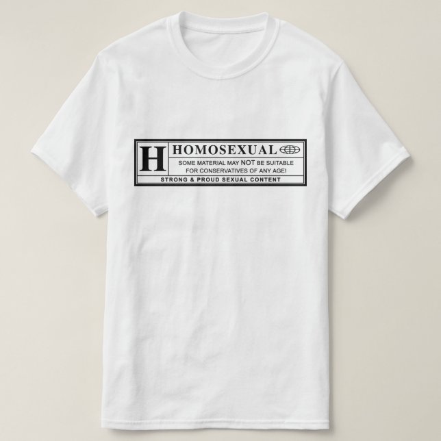T-shirt Label d'avertissement homosexuel (Design devant)