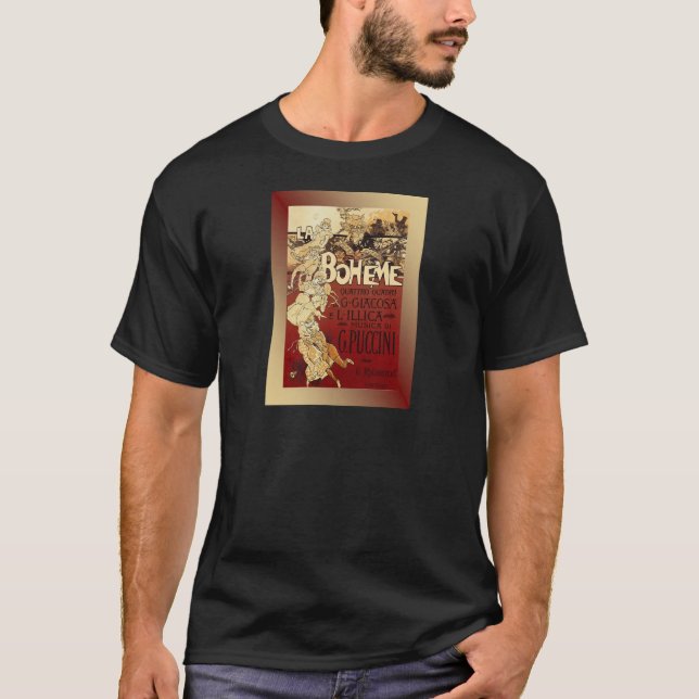 T-shirt LaBoheme ~ Opéra Puccini 1896 avec Arrière - plan (Devant)