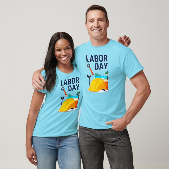 T-shirt Labor Day Construction Worker Helmet Design (Unisexe)