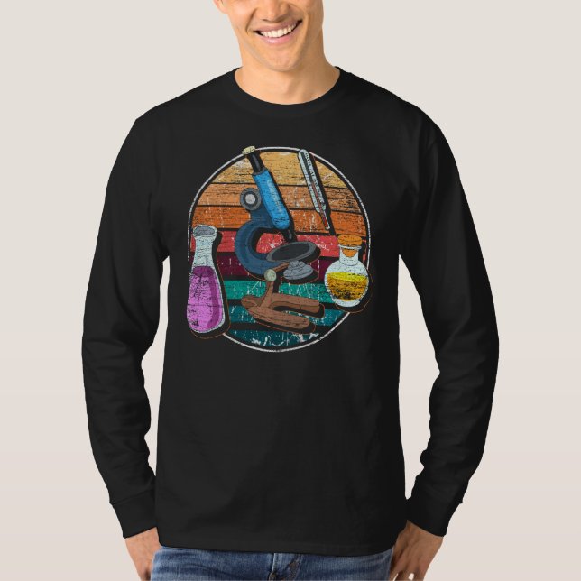 T-shirt Laboratoire de Geek des sciences du microscope rét (Devant)