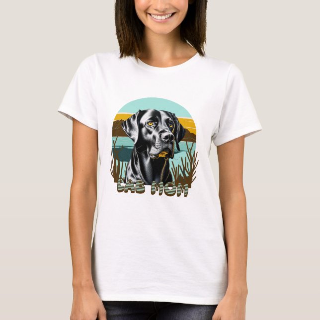 T-shirt Laboratoire noir | Amoureux des chiens Lab Mom (Devant)