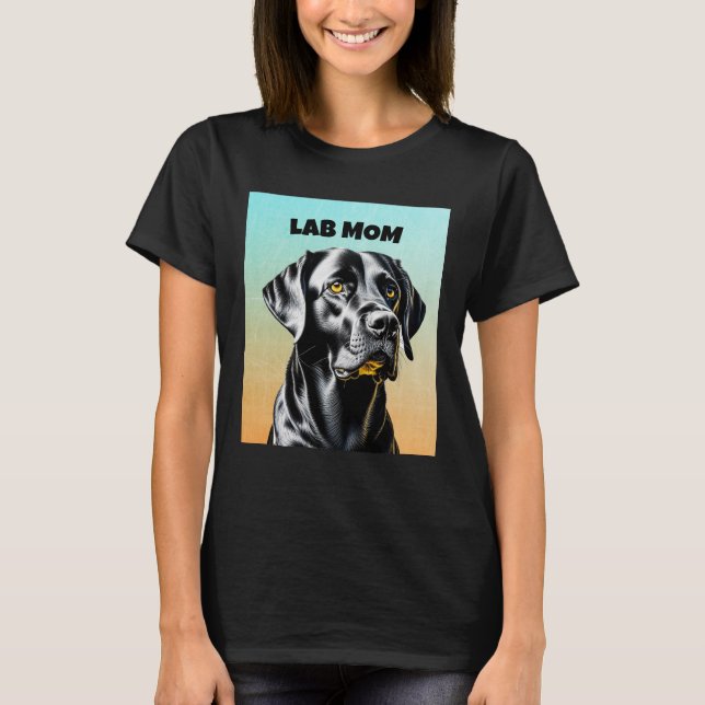 T-shirt Laboratoire noir | Amoureux des chiens Lab Mom (Devant)