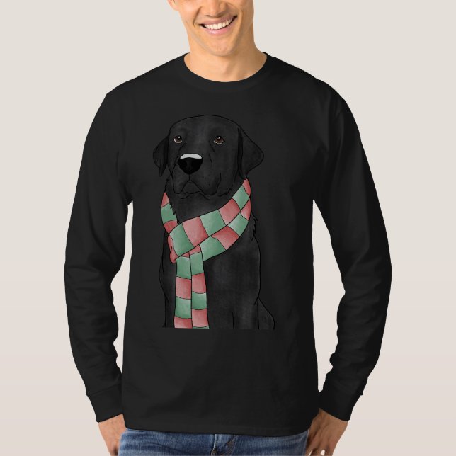 T-shirt Laboratoire Noir Avec Écharpe De Noël (Devant)