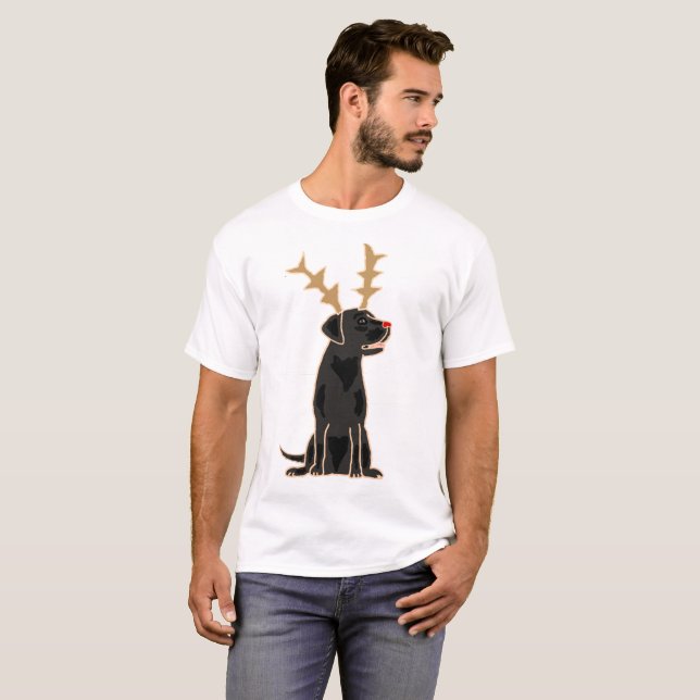 T-shirt Laboratoire noir drôle avec Noël d'andouillers de (Devant entier)