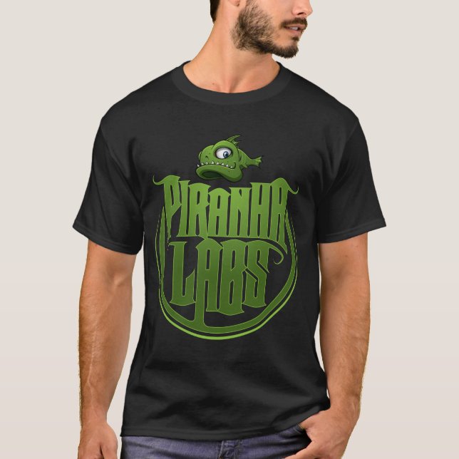 T-shirt Laboratoires de piranha - logo de crête (2-sided) (Devant)