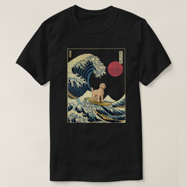 T-shirt Labradle Japonais Kanagawa Vague Surf drôle Chien (Design devant)