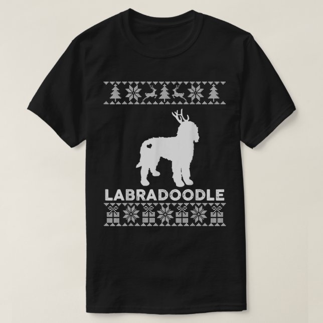 T-shirt Labradoodé chien animal de compagnie Reindeer laid (Design devant)