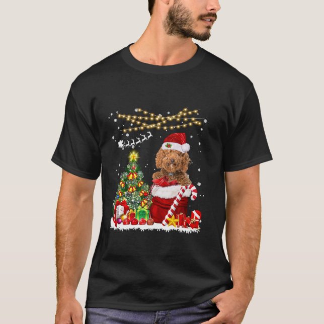 T-shirt Labradoodle Chien Noël Arbre Lumières Chien Propri (Devant)