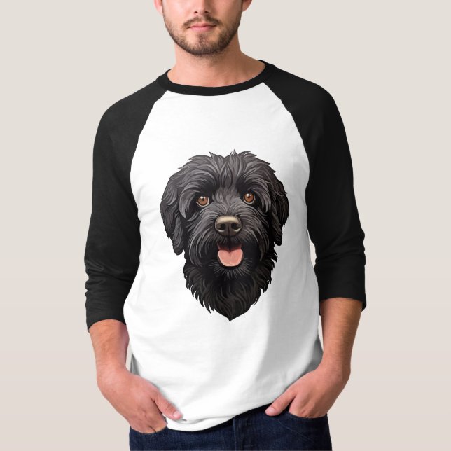 T-shirt Labradoodle Chien noir (Devant)