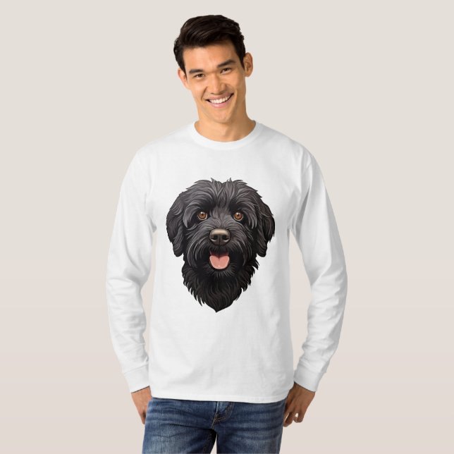 T-shirt Labradoodle Chien noir (Devant entier)