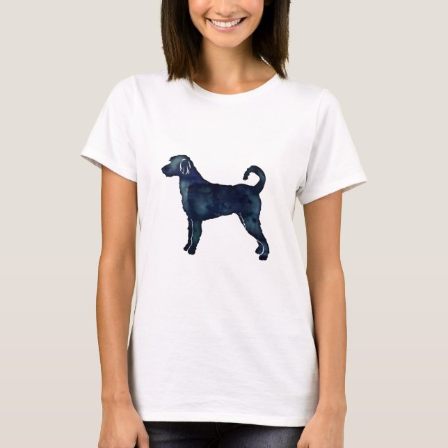 T-shirt Labradoodle Chien race Silhouette Aquarelle noire (Devant)