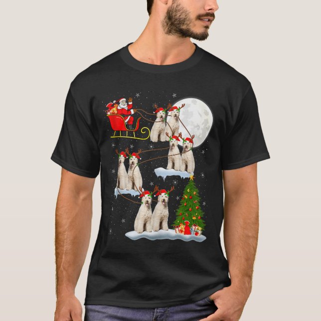 T-shirt Labradoodle Dog Santa Sleigh Flying Funny Magical  (Devant)