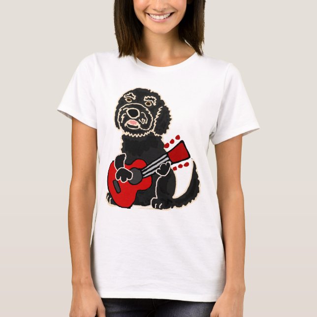 T-shirt Labradoodle drôle jouant la guitare (Devant)