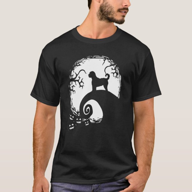 T-shirt Labradoodle et lune Halloween (Devant)