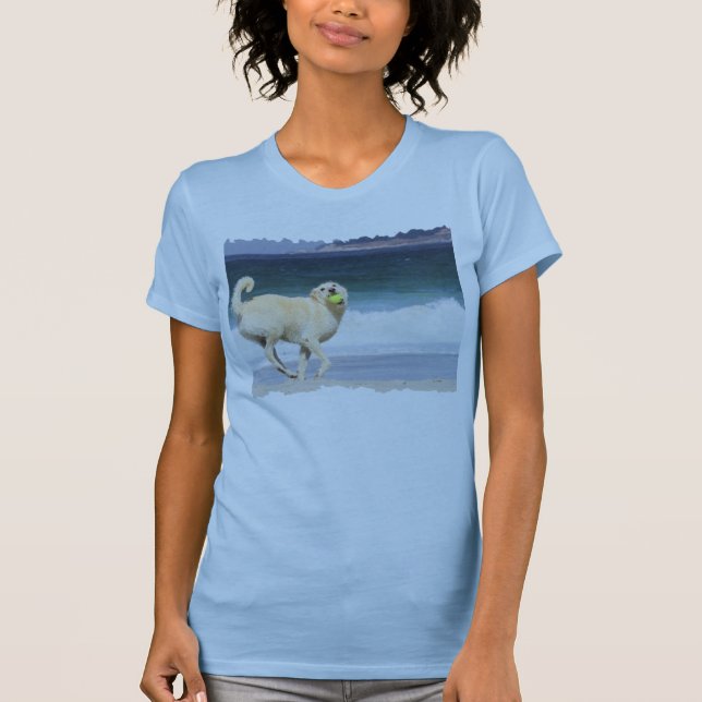 T-shirt Labradoodle - jour heureux sur la plage (Devant)