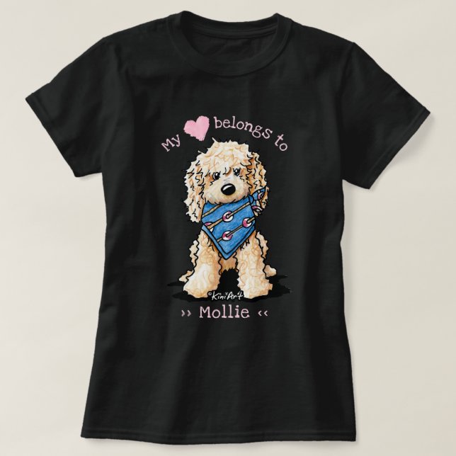 T-shirt Labradoodle Mon cœur appartient à (Design devant)