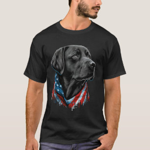 T-shirt Labrador américain noir patriotique Usa 4 juillet