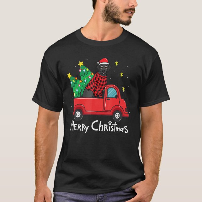 T-shirt Labrador Black Noël Camion Arbre Maman Papa Xmas D (Devant)