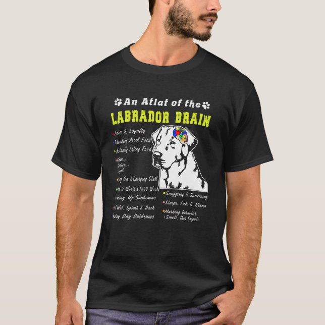 T-shirt Labrador Cerveau noir jaune chocolat Lab (Devant)