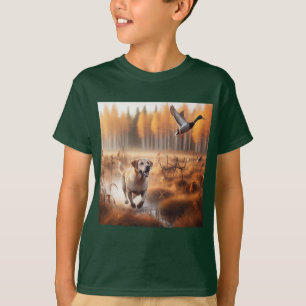 T-shirt Labrador/chien en automne chasse au canard